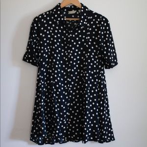 Anthropologie navy dot oversized blouse